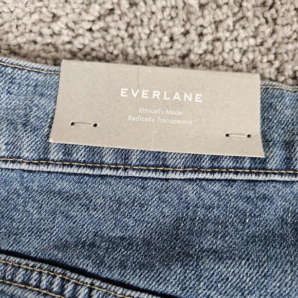 Everlane Jeans Womens 34 Blue The Way High Jean Straight Leg Denim Distressed - Picture 7 of 13